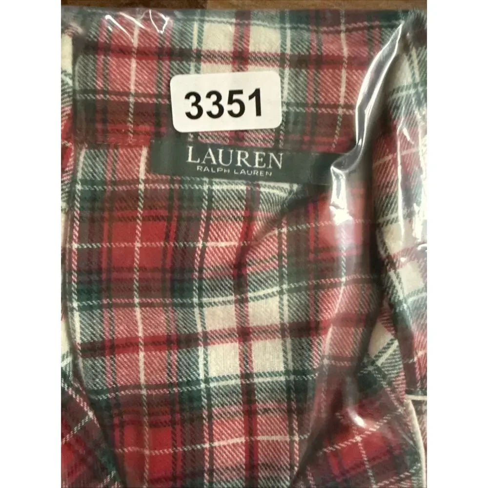 Lauren Ralph Lauren Plaid Flannel Sleep Shirt Nightgown NWT Red Green Cotton L - Picture 7 of 7